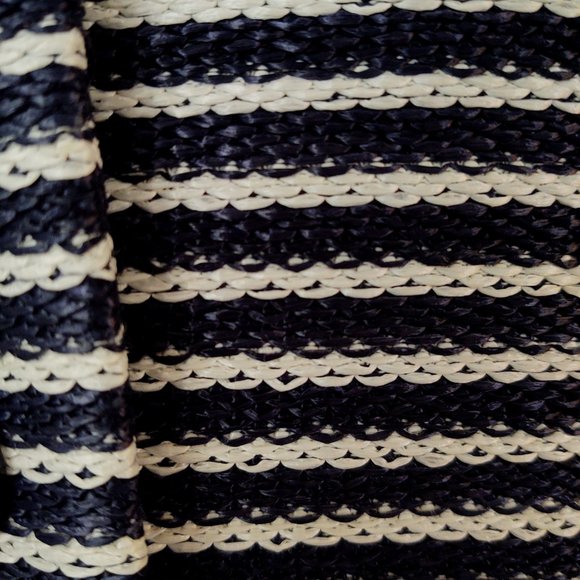 Tory Burch navy and white striped raffia coat-style Elaina - Picture 2 of 15